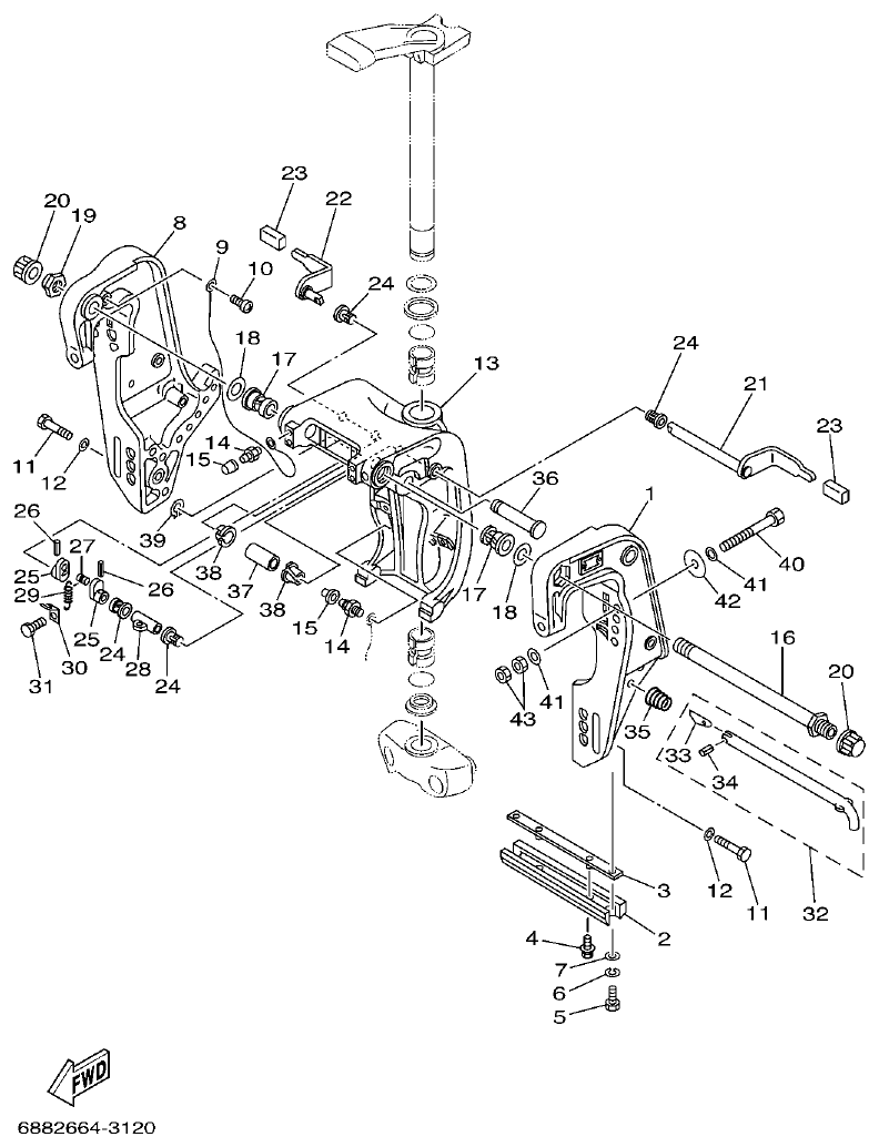 Yamaha E75B BRACKET 1 parts diagram
